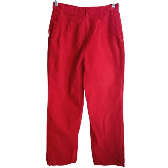 29x32 Vintage 80's Britannia Cherry Red Corduroy Preppy Pants High Waist - Picture 2 of 5